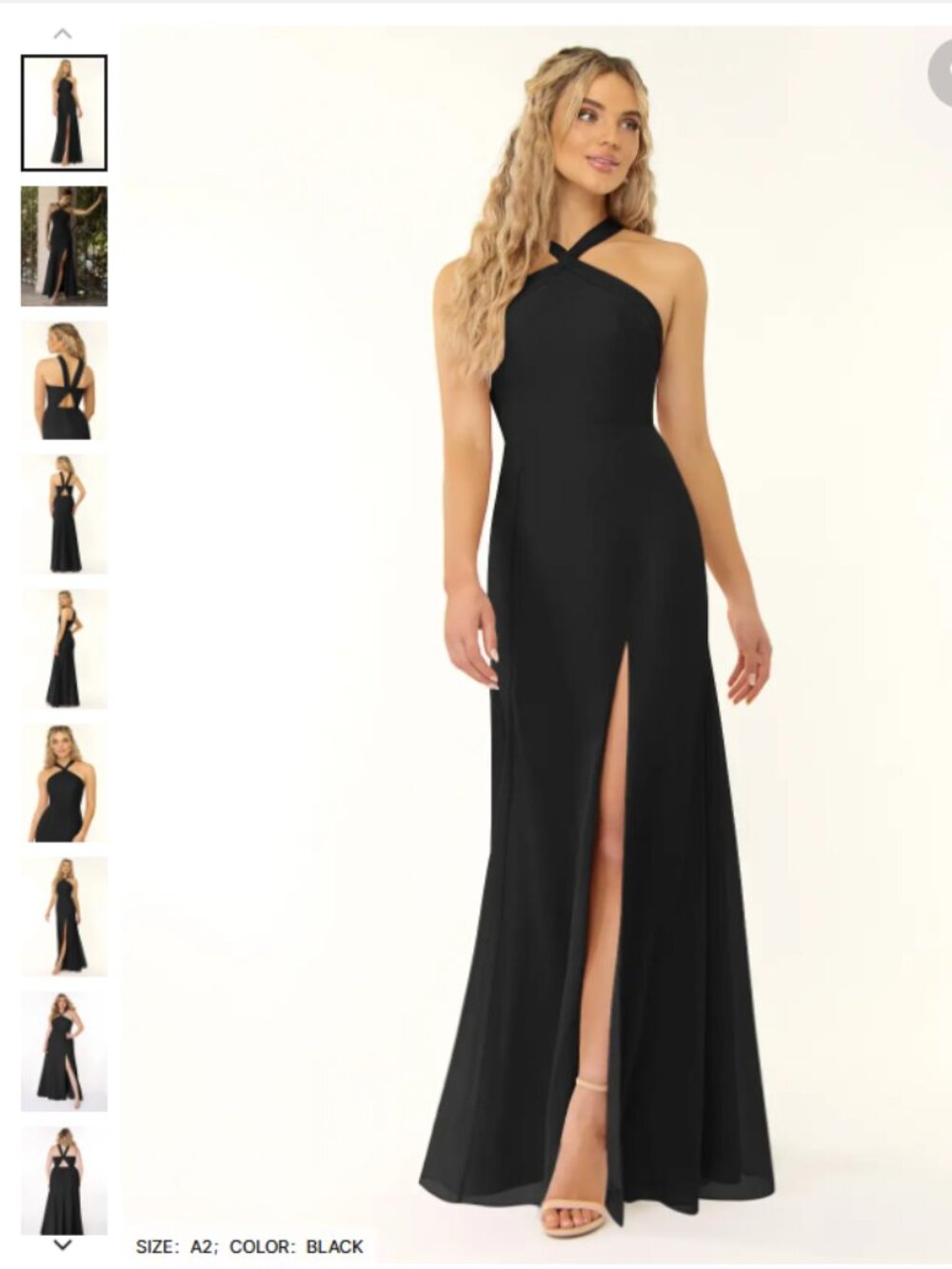 Azazie Rue  Black A-Line Halter Chiffon Dress